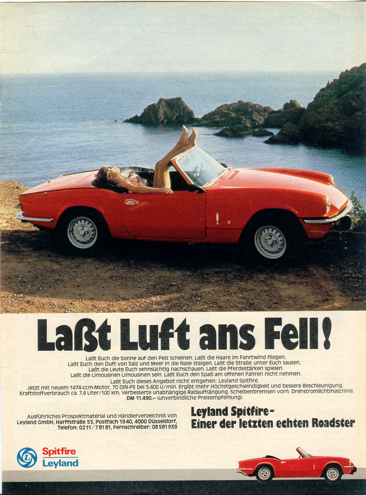 Triumph Spitfire 1500 Werbung -  Lat Luft ans Fell !